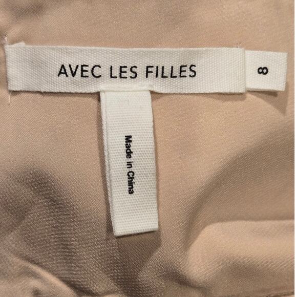 Avec Les Filles Ivory Pink Floral Embroidered Dress Nude Lining Size 8 NWT - Picture 5 of 5